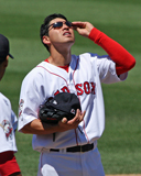 Jacoby Ellsbury adjusts his sunglasses