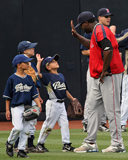 Papi high-fives a Padres kid